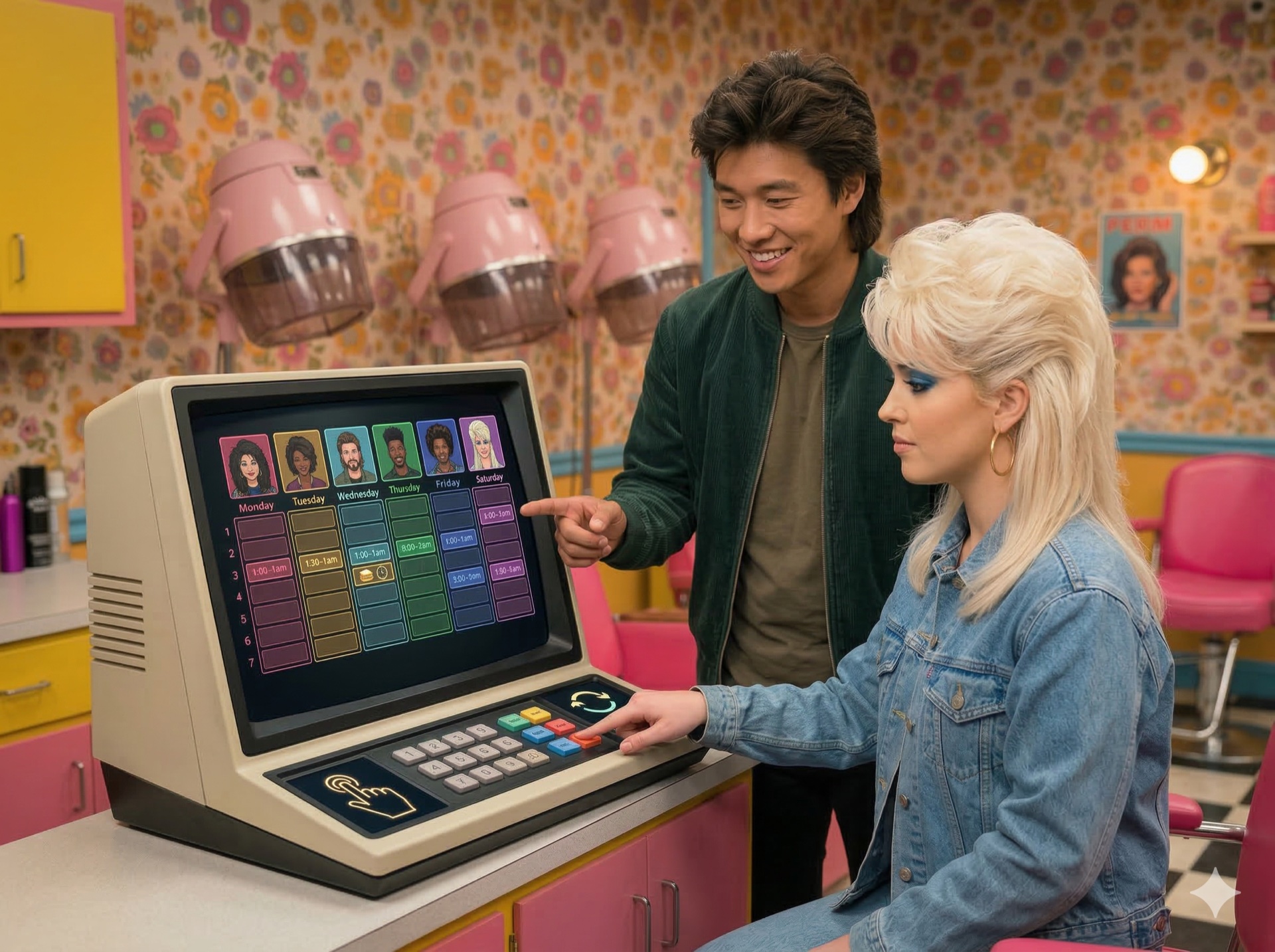 Kişisel haftalık programlar ve öğle molaları gösteren personel çizelgesi