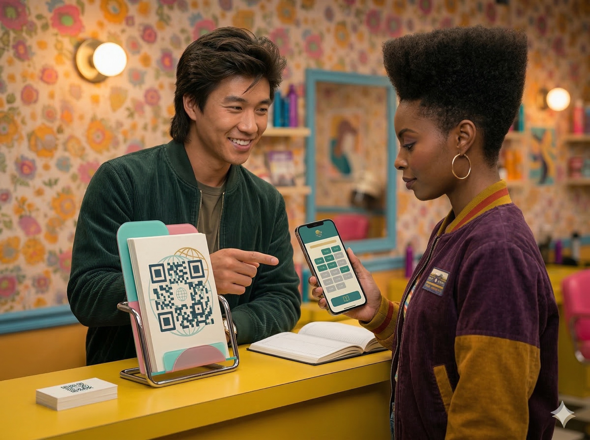 Buchungslink und QR-Code für einen Salon auf verschiedenen Plattformen